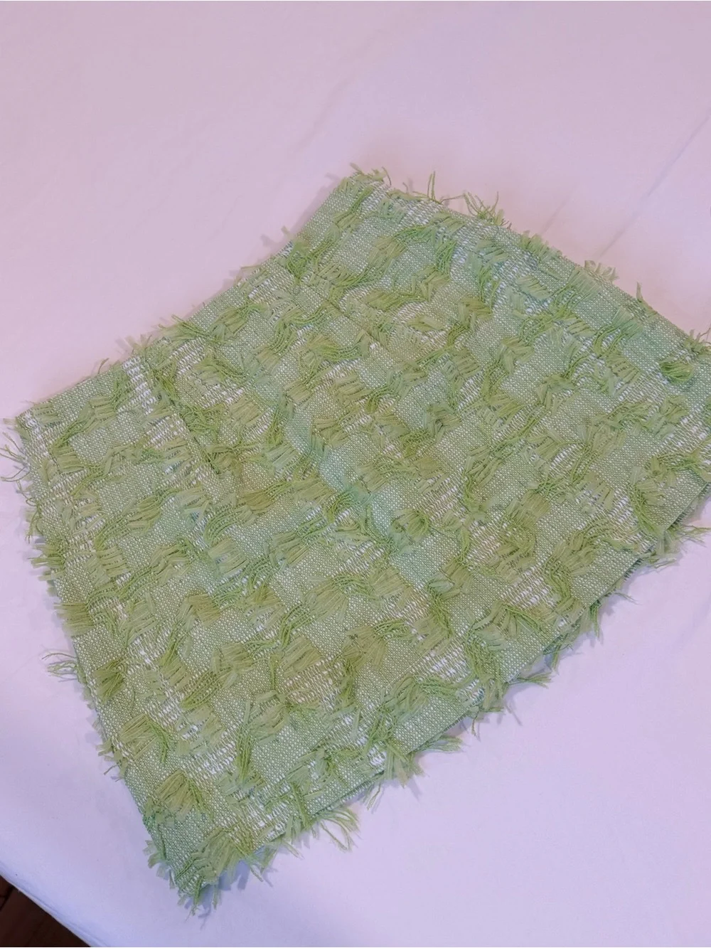 Pistachio Green Tweed Fringe Matching Set Peter Pan Collar Size S